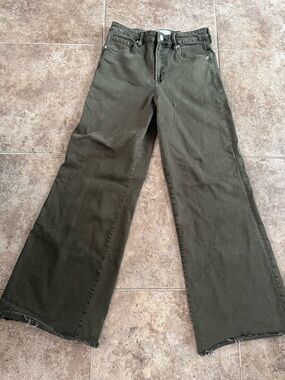 E women’s dear John Fiona Olive Wide-Leg Raw Hem Jeans
